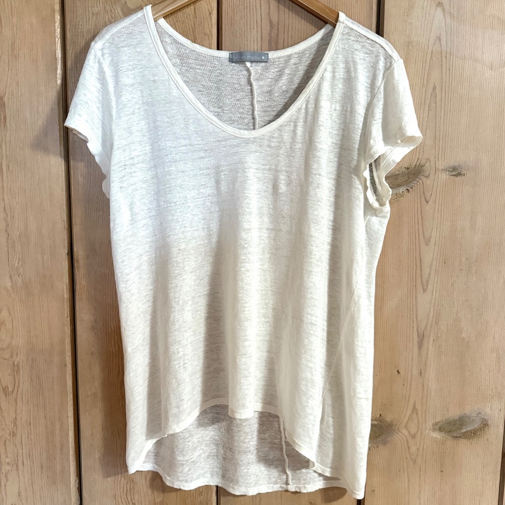 Olivia Moon 100% Linen Short Sleeve Top Size